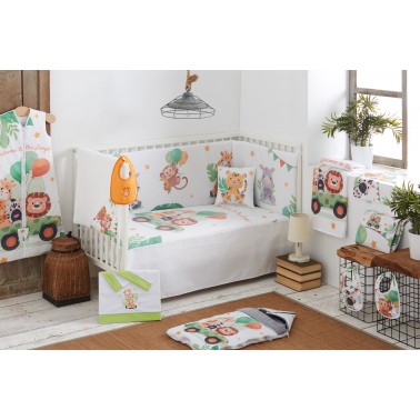 EDREDON + PROTECTOR CUNA 120X60 LITTLE FOREST GRIS TUC TUC